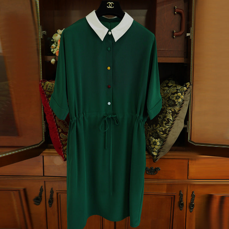 Damen Modisches Hemdkleid mit Taillenzug Drune