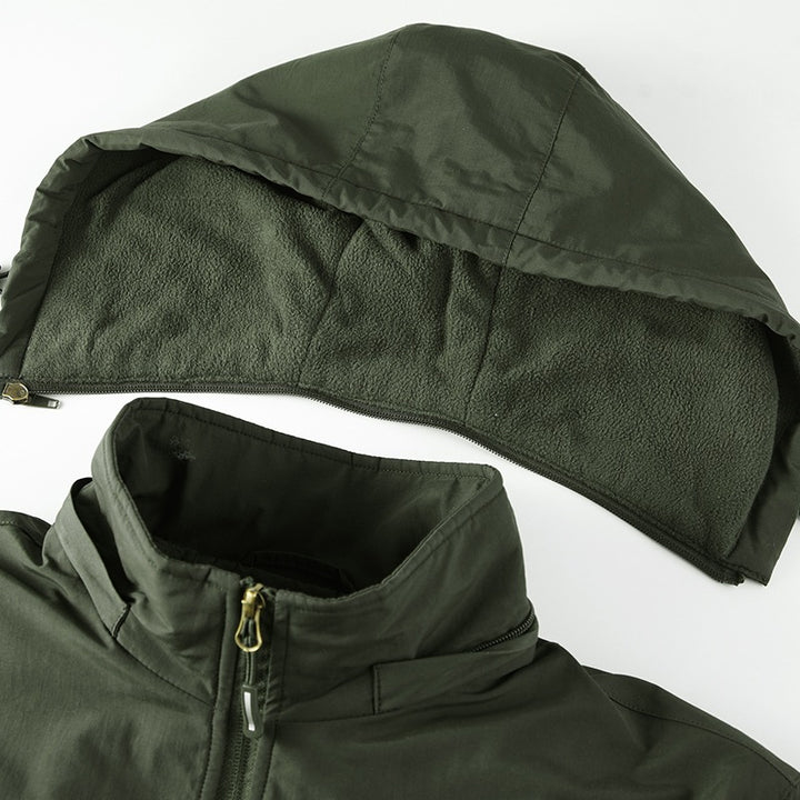 Herren Leichte Wind- und Thermo-Softshelljacke mit Kapuze, fleecegefüttert & Multifunktionstaschen Drune