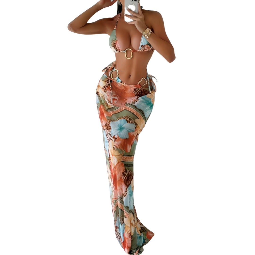 Damen Maxi-Badeanzug mit floralem Design und modischem Cut-Out Drune