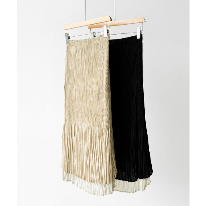 Damen Eleganter Plissierter Rock mit asymmetrischem Saum Drune