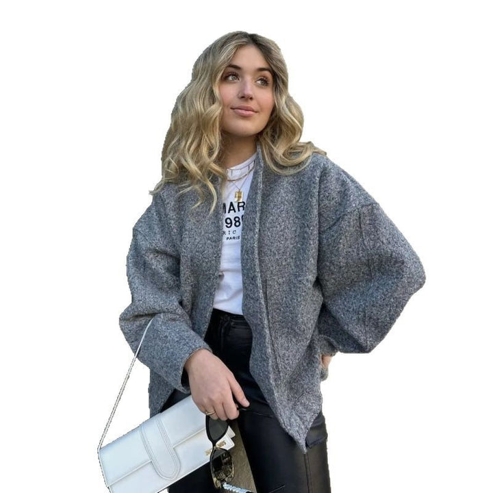 Damen coole Oversize-Jacke aus weichem Wollmix Drune