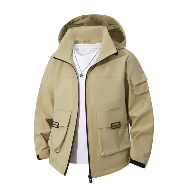 Herren Technische Utility-Kapuzenjacke mit Mehrfach-Pattentaschen und windabweisendem Softshell Drune