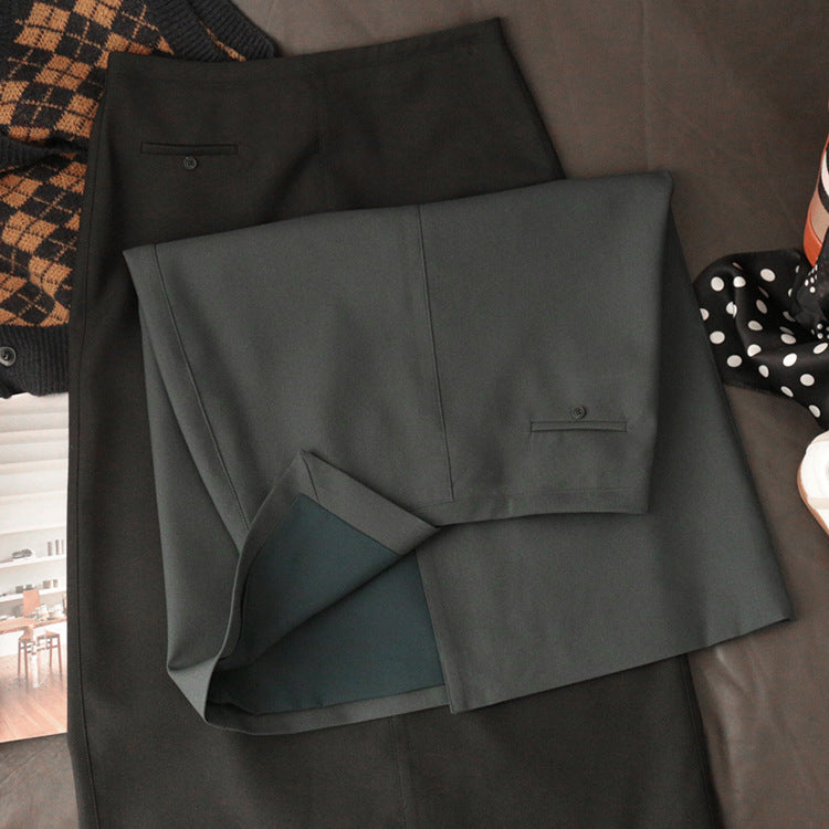 Damen Taillierter Midirock mit Frontschlitz und Stretch-Futter Drune