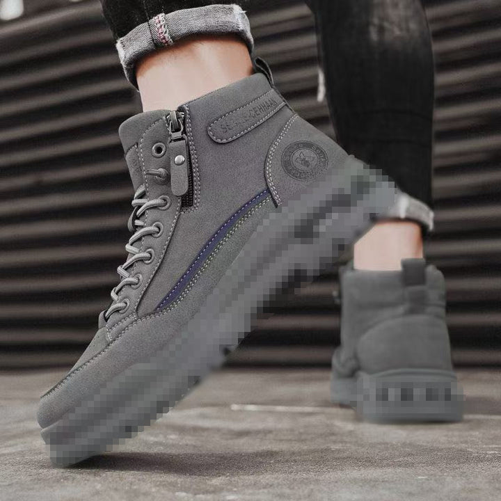 Herren knöchelhohe Sneaker-Boots aus Veloursleder mit Reißverschluss und profilierter Gummisohle Drune