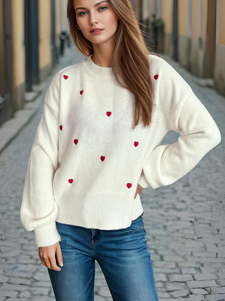 Damen Pullover mit verspieltem Herzmotiv und lässiger Passform Drune