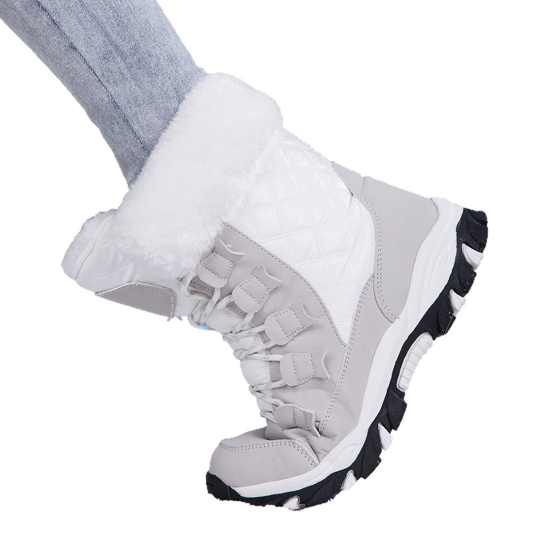 Damen Gefütterte Thermo‑Winterschuhe mit gesteppter Oberfläche, Kunstfellkragen und griffiger Mehrzonen‑Profilsohle Drune