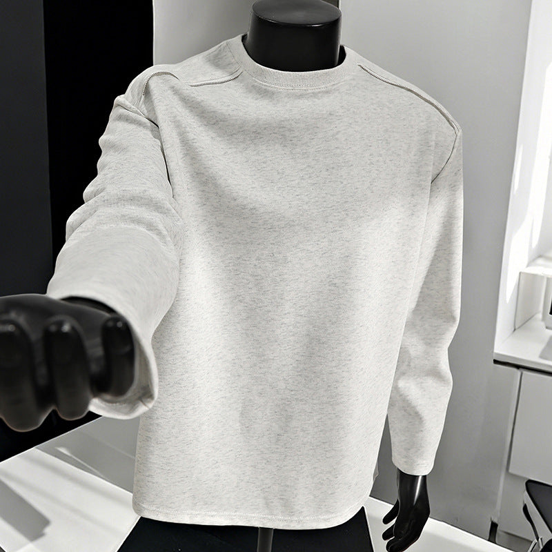 Herren Relaxed-Fit Baumwollmix Crewneck-Sweatshirt mit Raglannähten und melierter Struktur Drune