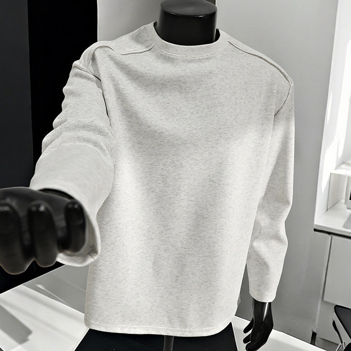 Herren Relaxed-Fit Baumwollmix Crewneck-Sweatshirt mit Raglannähten und melierter Struktur Drune