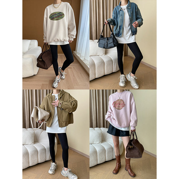 Damen Bequeme und lässige Langarmshirt mit lockerer Passform Drune