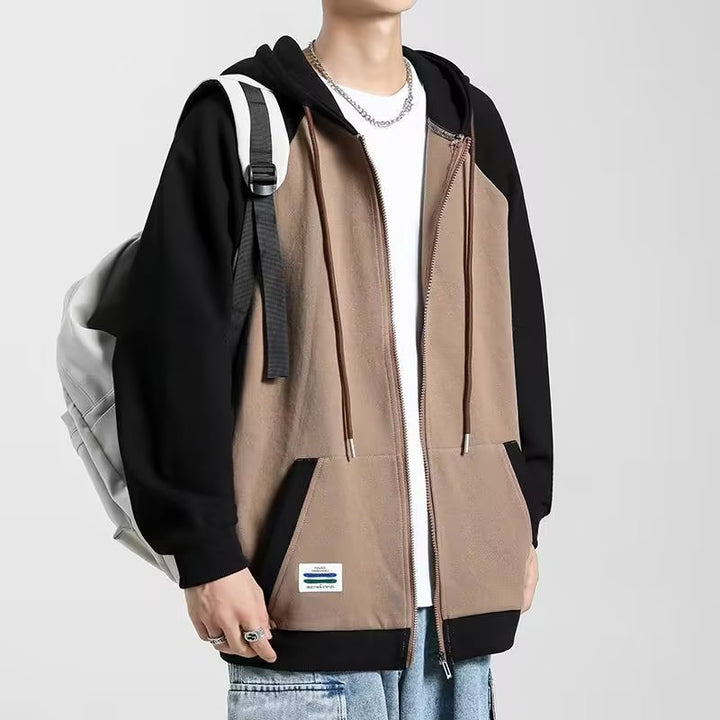 Herren lässige Kapuzenjacke mit kontrastierenden Ärmeln Drune