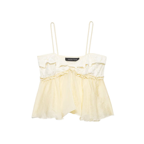 Damen Spitzen-Cami-Top mit zarter Rüsche und fließendem Schnitt Drune
