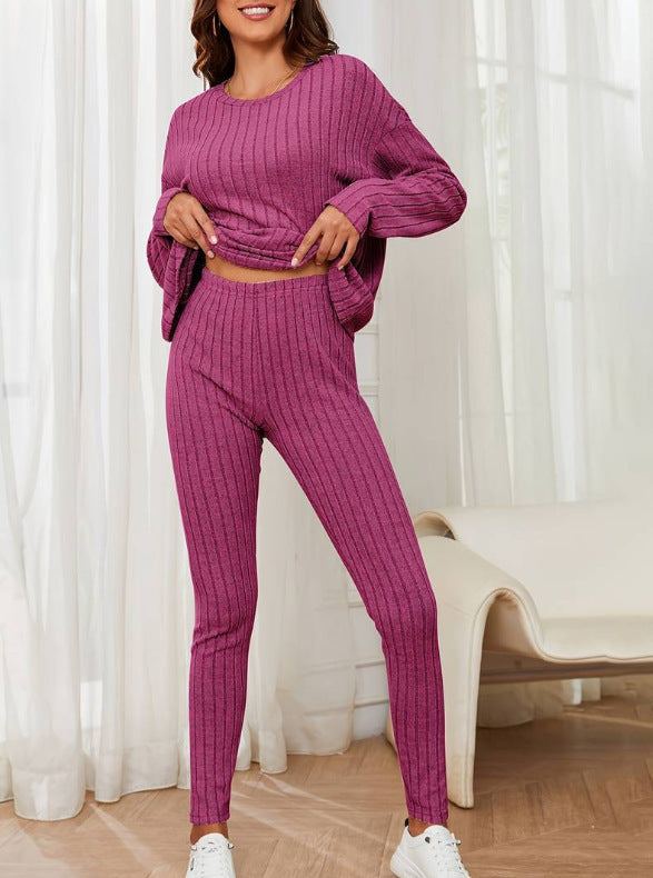 Damen lässiges Strick-Crop-Set mit weitem Schnitt Drune