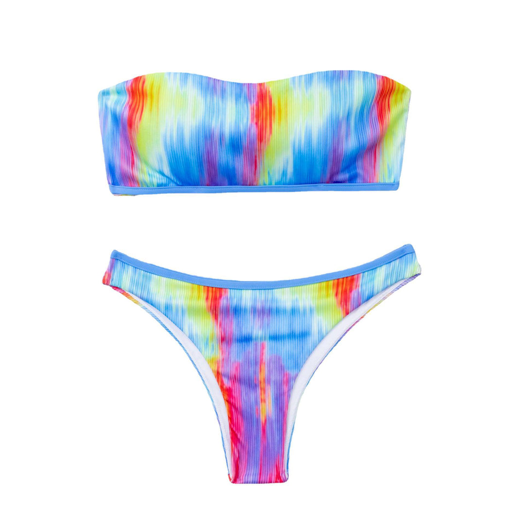 Damen Sportlicher Bikini mit buntem Wellenmuster Drune
