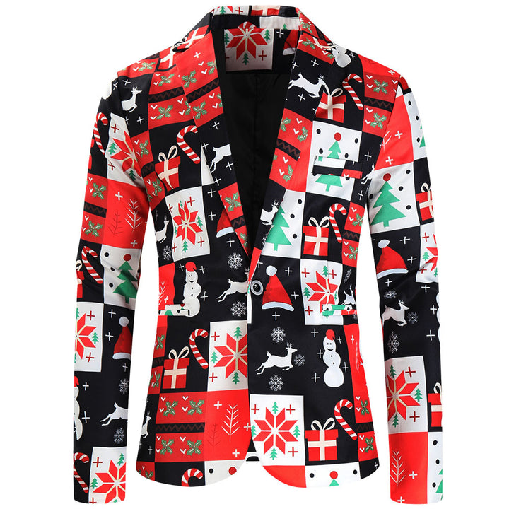 Damen Weihnachtliches Slim-Fit-Sakko mit Allover Rentier- und Tannenbaum-Print Drune