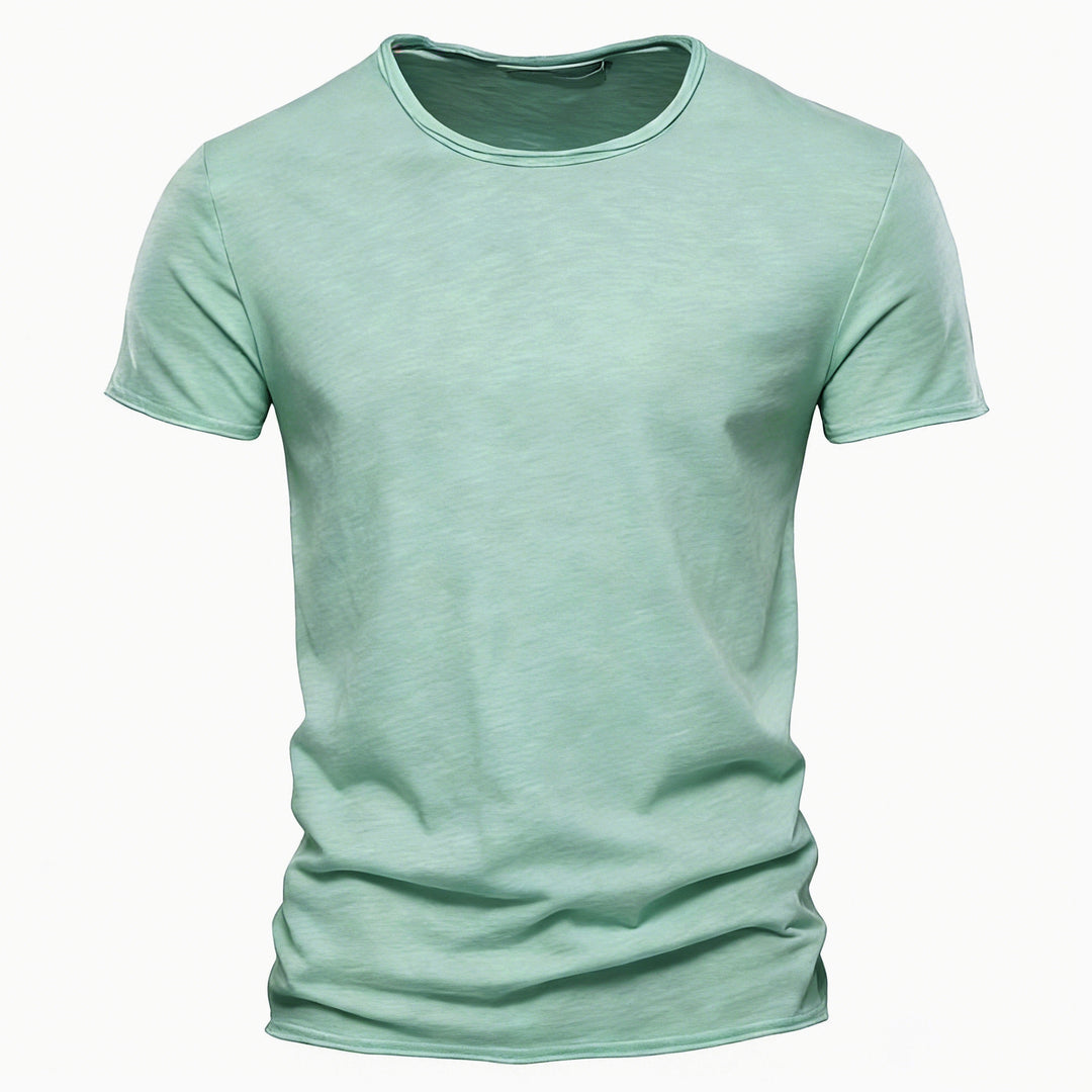 Herren nan leichtes Baumwollshirt mit Rundhalsausschnitt und schlanker Passform Drune