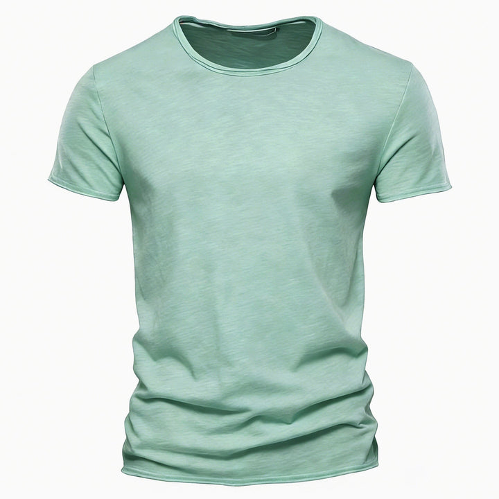 Herren nan leichtes Baumwollshirt mit Rundhalsausschnitt und schlanker Passform Drune