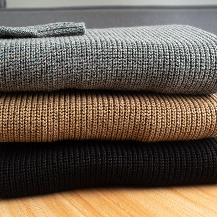 Herren Grobgerippter Kapuzenpullover mit glatten Ärmeln und geripptem Saum Drune