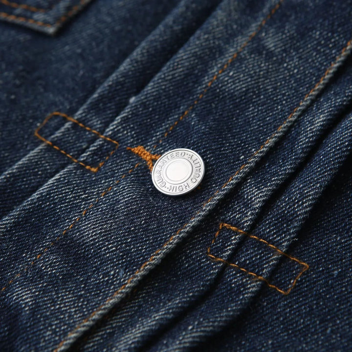 Damen nan Oversize Cropped Jeansjacke mit Herzpatch und aufgesetzten Taschen Drune