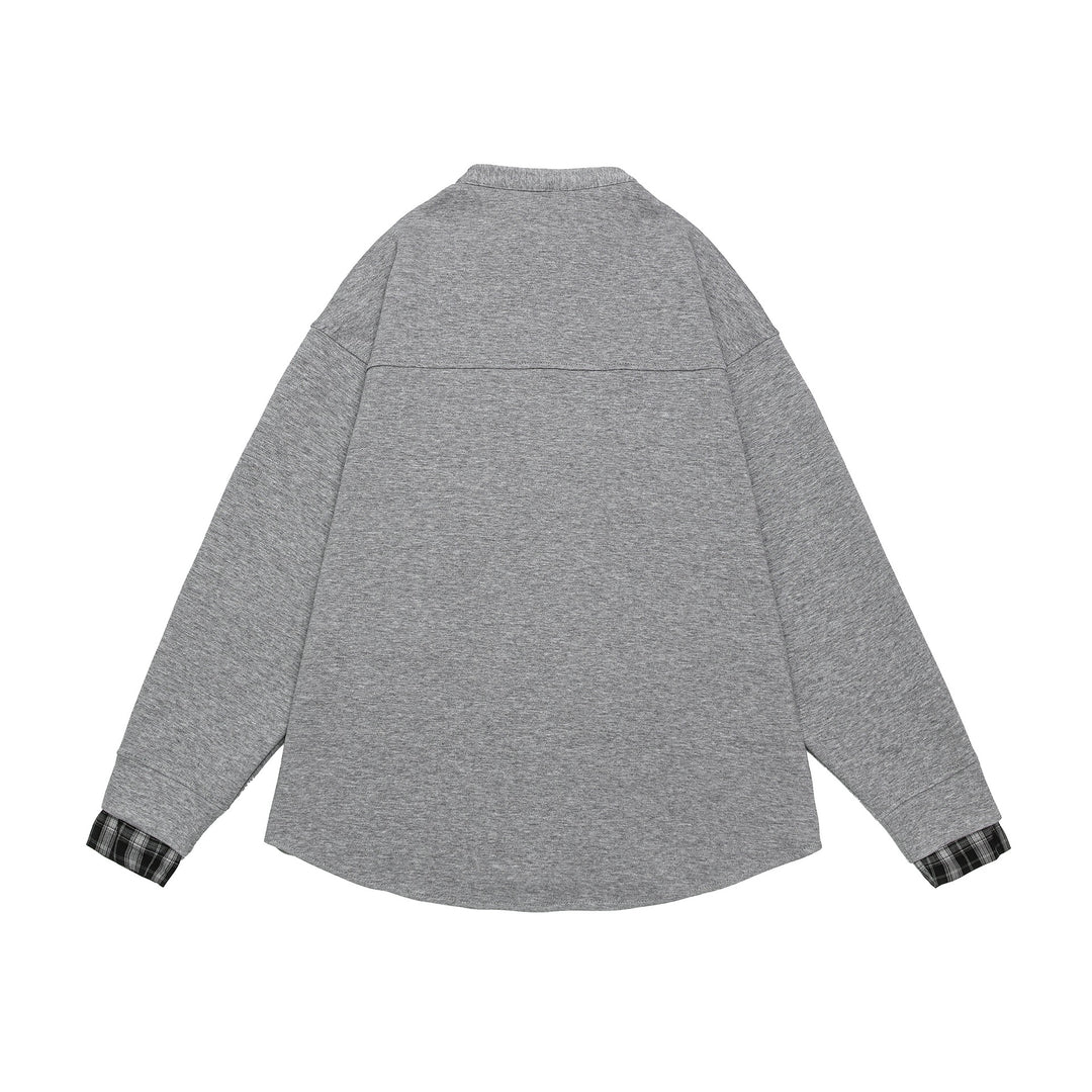 Unisex Oversize-Sweatjacke im Hemdjacken-Look mit Stehkragen Drune