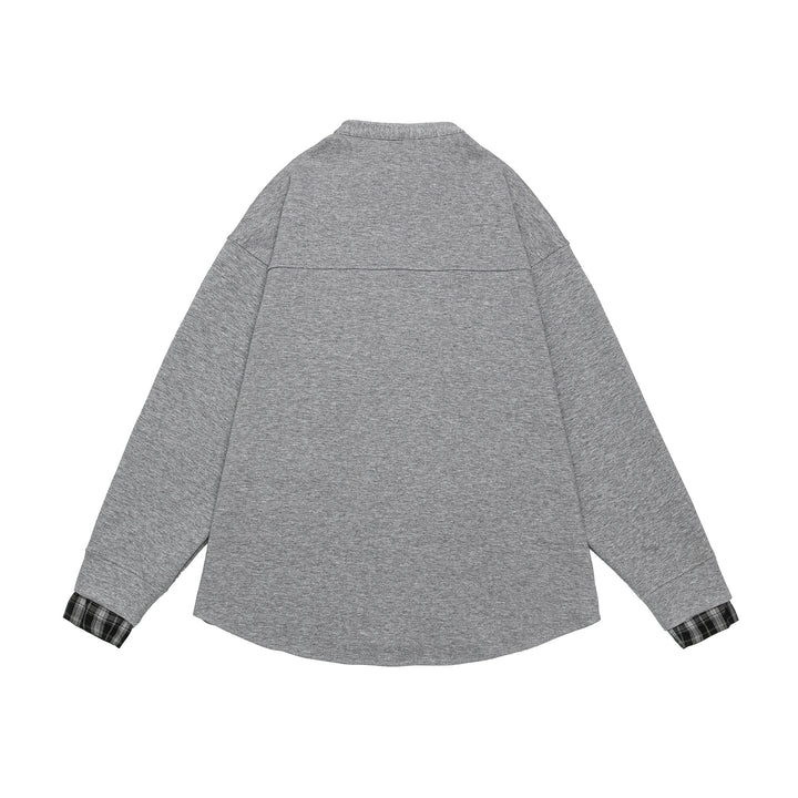 Unisex Oversize-Sweatjacke im Hemdjacken-Look mit Stehkragen Drune