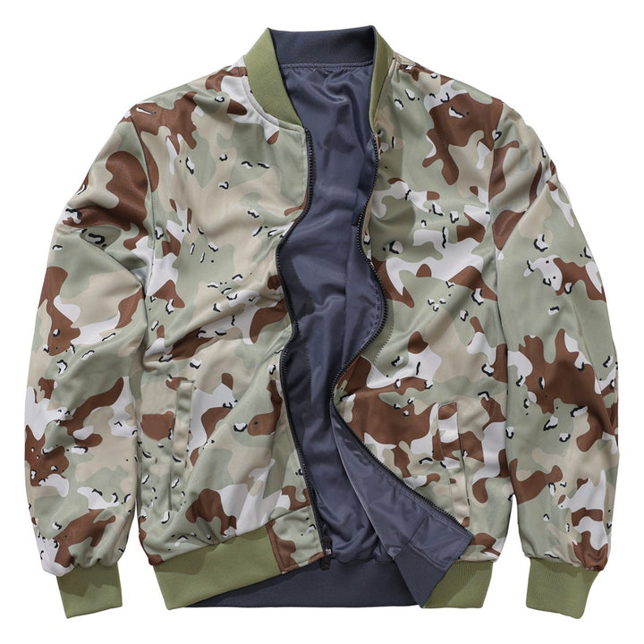 Herren  fluginspiriertes Bomberjacke mit gerippten Bündchen Saum Camouflage-Futter und Ärmel-Utility-Tasche Drune