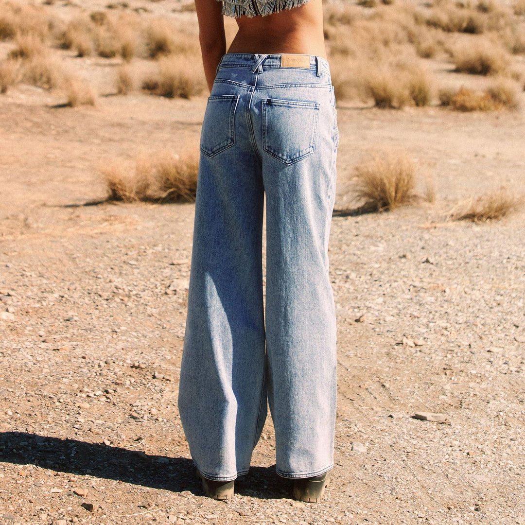 Damen Weitgeschnittene Jeans mit hohem Bund und sanften Ausbleichungen Drune