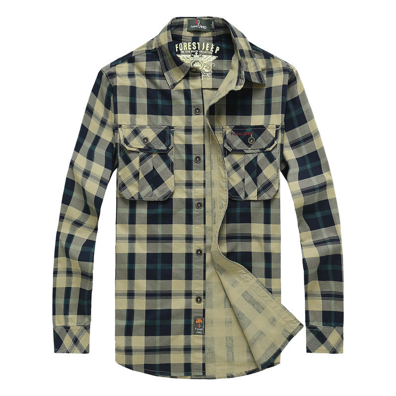 Herren Kariertes Overshirt im Workwear Stil mit aufgesetzten Brusttaschen Drune