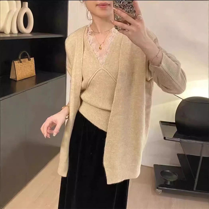 Damen lässige Strickjacke mit weitem Schnitt und komfortablem Material Drune