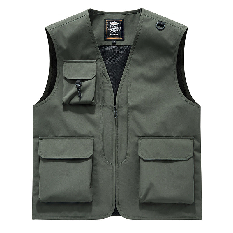 Unisex Multitaschen-Utility-Weste mit Mesh-Innenfutter, D-Ring und robusten Außenfächern Drune