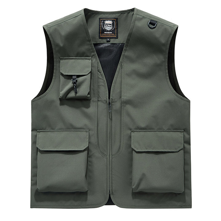 Unisex Multitaschen-Utility-Weste mit Mesh-Innenfutter, D-Ring und robusten Außenfächern Drune