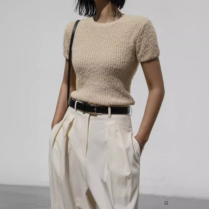 Damen elegante, weit geschnittene Anzughose mit hohen Bund Drune