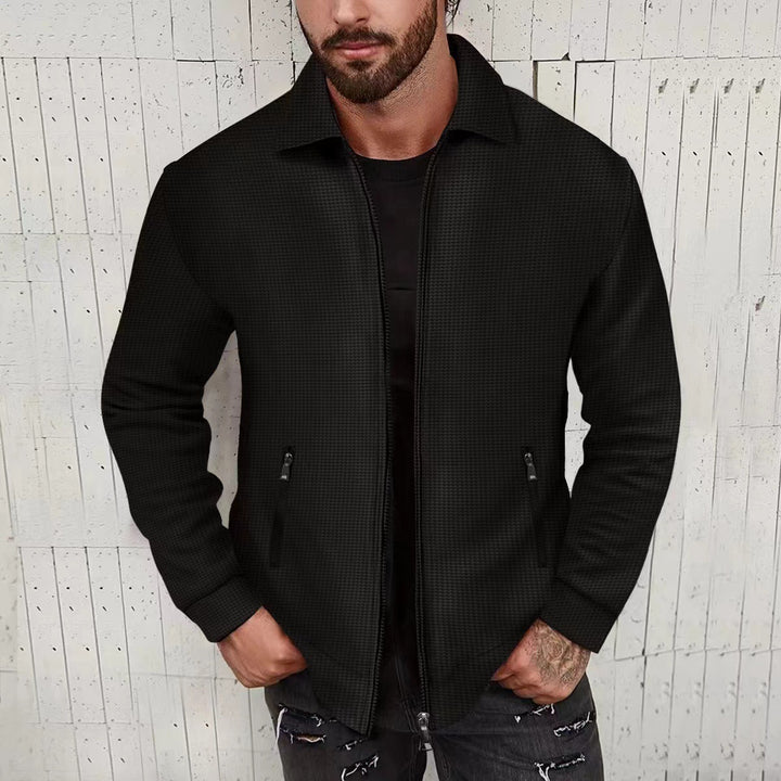 Herren modische Freizeitjacke mit strukturiertem Stoff und seitlichen Reißverschlusstaschen Drune