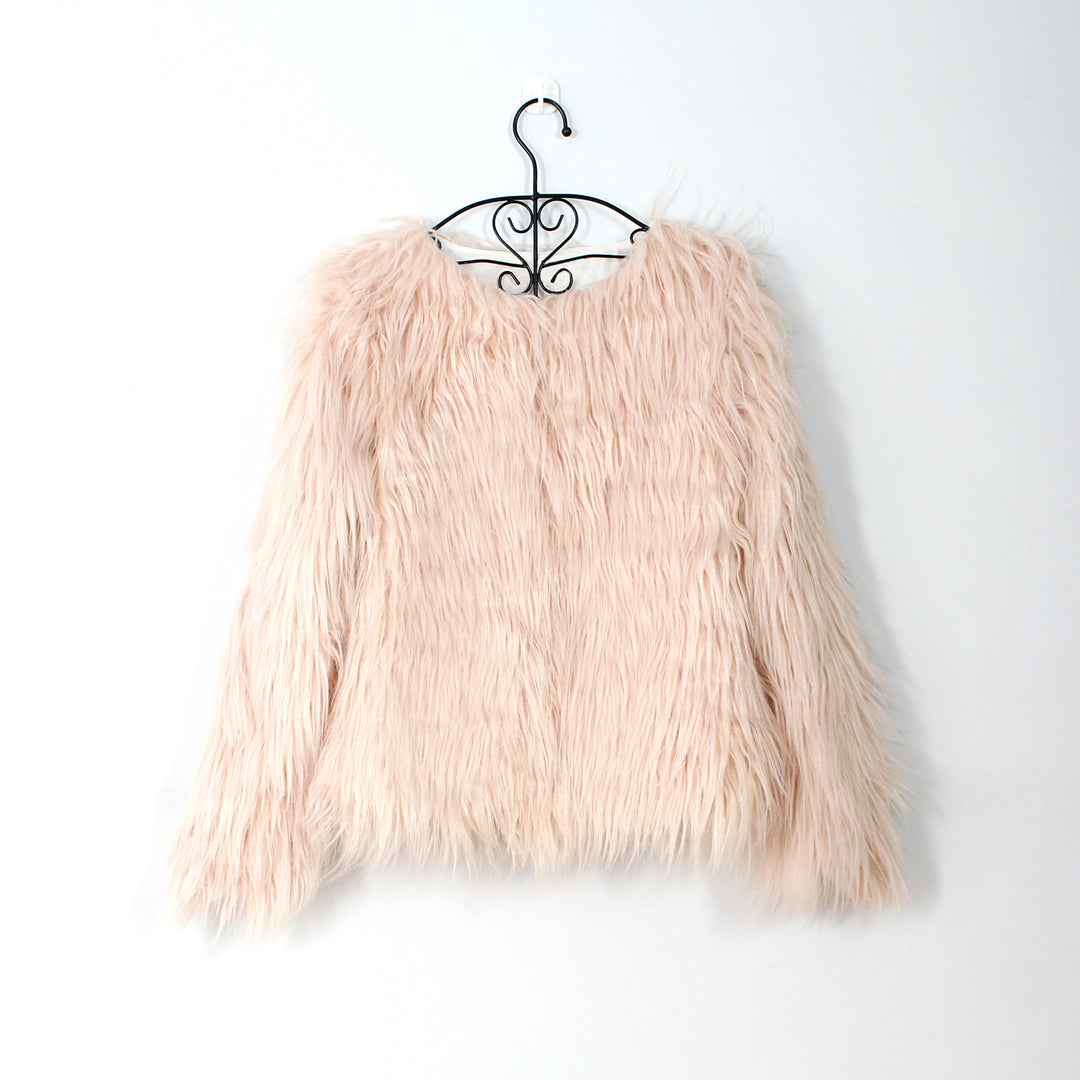 Damen Flauschige Kunstpelzjacke mit lässigem Schnitt Drune