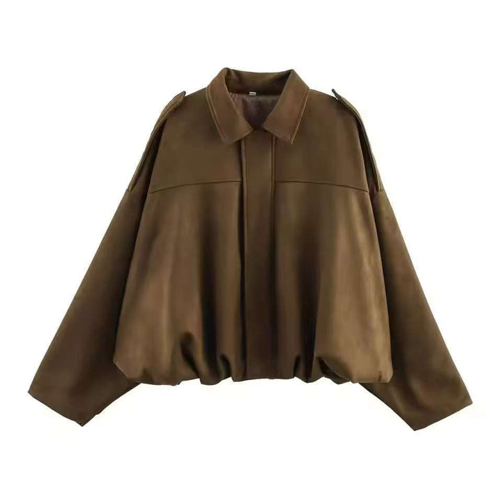 Damen Kurzjacke im Oversize‑Schnitt mit Ballon Saum und Schulterklappen Drune