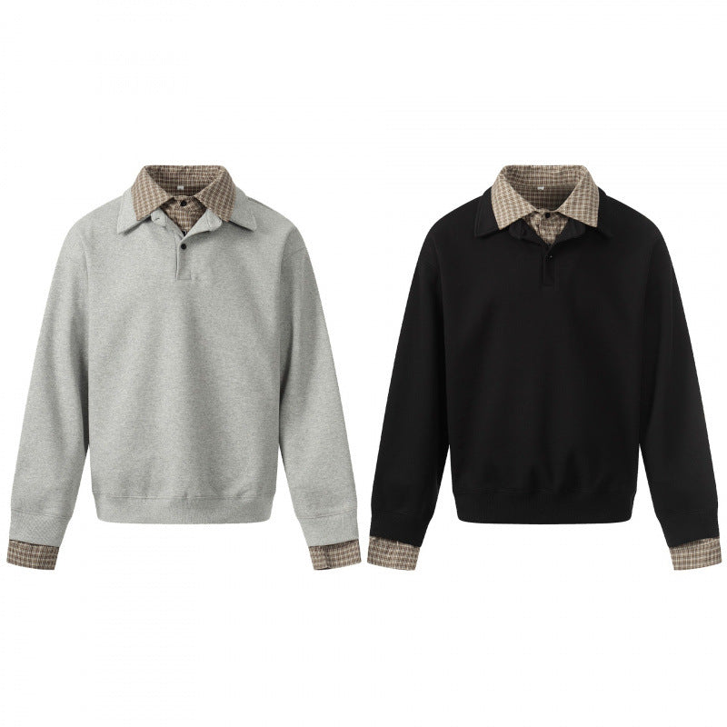 Herren Sweatshirt mit integriertem Hemdkragen und Layering‑Optik Drune