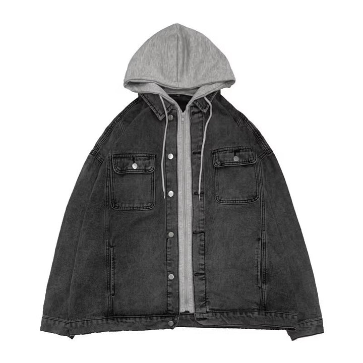 Herren Lässige Overshirt-Jacke mit Kapuze Drune
