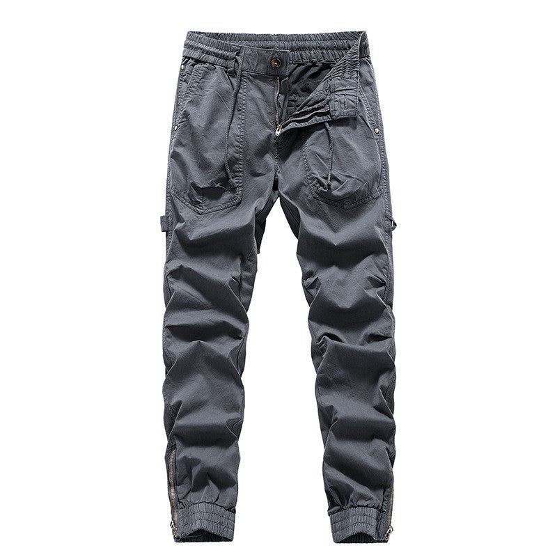 Herren Outdoor-Arbeitshose im Joggerstil mit elastischem Komfortbund, aufgesetzten Rundtaschen und Knöchelreißverschluss Drune