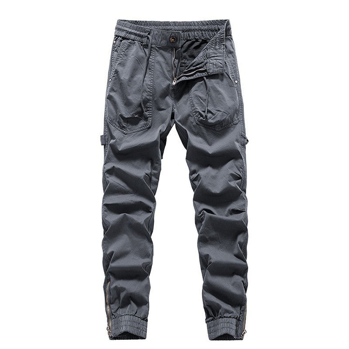 Herren Outdoor-Arbeitshose im Joggerstil mit elastischem Komfortbund, aufgesetzten Rundtaschen und Knöchelreißverschluss Drune