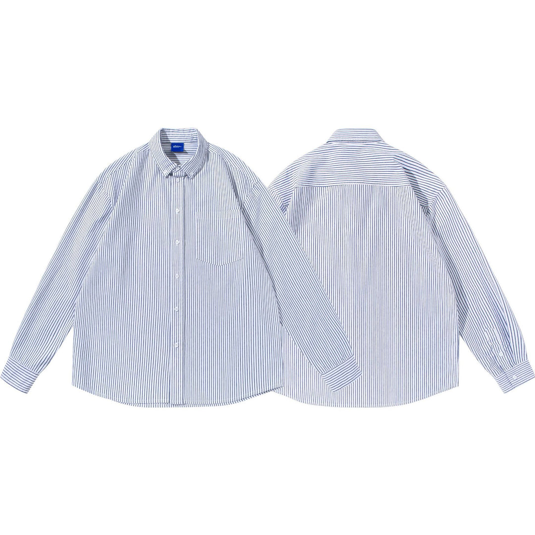 Damen Gestreiftes Oversize-Hemd im Oxford-Style mit Button-Down-Kragen und Brusttasche Drune