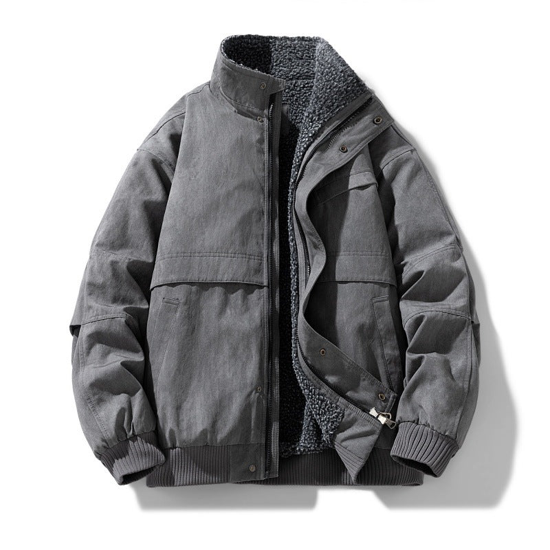 Herren gefütterte Winterjacke mit Teddyfutter, winddichter Außenhülle und bomber-inspirierter Passform Drune