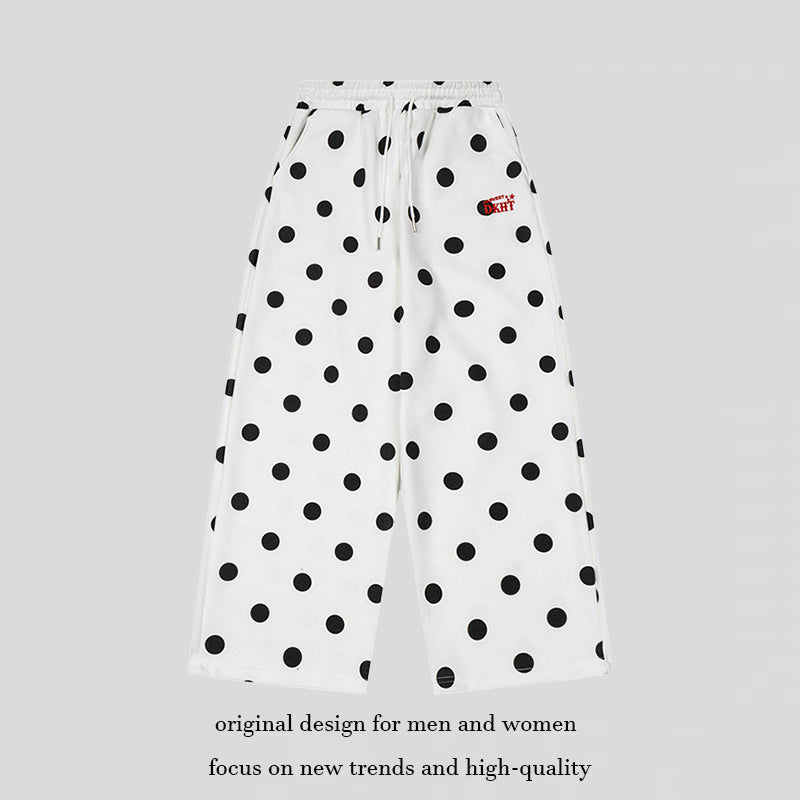 Damen Weite Culotte-Sweathose mit elastischem Komfortbund und Polka-Dot-Print Drune