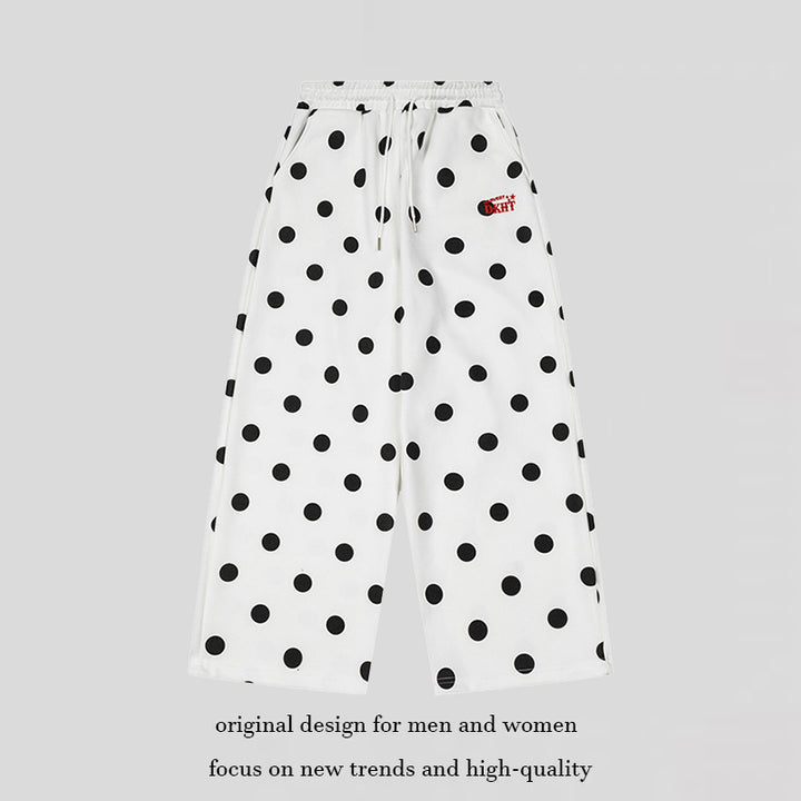 Damen Weite Culotte-Sweathose mit elastischem Komfortbund und Polka-Dot-Print Drune