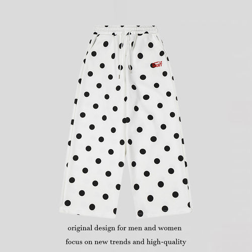 Damen Weite Culotte-Sweathose mit elastischem Komfortbund und Polka-Dot-Print Drune