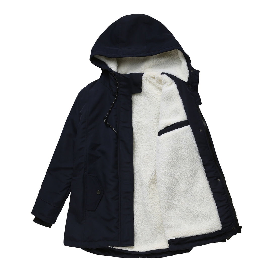 Damen nan gefütterte Winterparka mit Teddyfleece Innenfutter und Kapuze Drune