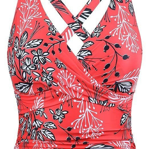 Damen Sportliches Tankini-Oberteil mit floralem Schnitt Drune