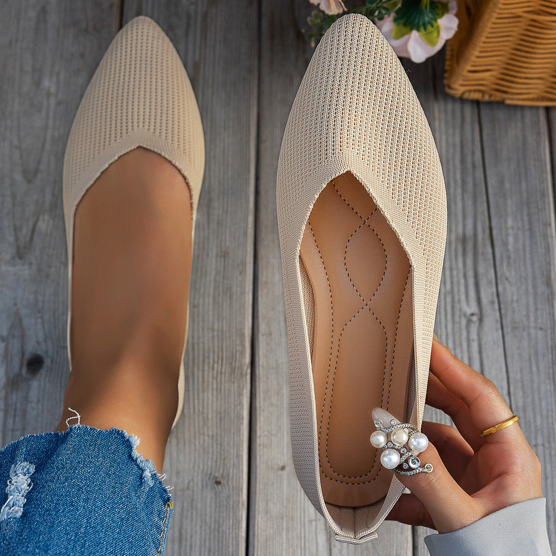 Damen Ballerinas mit kreativem Hahnentrittmuster und flexiblem Fußbett Drune