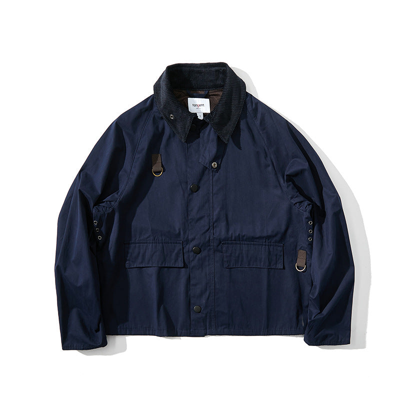 Herren Kurz geschnittene Utility-Fieldjacke mit Cordkragen und D-Ring-Details Drune