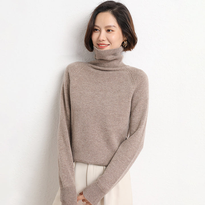 Damen Schlanker Rollkragenpullover aus feinem Strick mit Raglanärmeln Drune