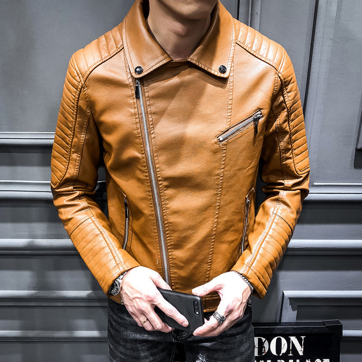 Herren Modische Bikerjacke aus hochwertigem Kunstleder Drune