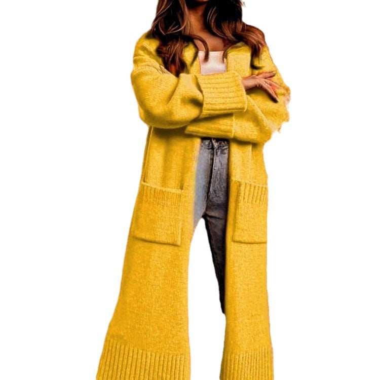 Damen lässiger Strickmantel mit tiefen Taschen und offenem Schnitt Drune
